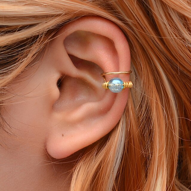  Women's Ear Cuff Geometrical Joy Earrings Jewelry White / Blue For Carnival