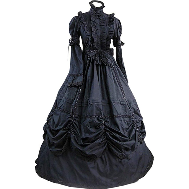  Gothic Lolita Victorian Vacation Dress Dress Prom Dress Women's Girls' Party Prom Japanese Cosplay Costumes Plus Size Customized Black Ball Gown Vintage Bell Sleeve Long Sleeve Floor Length Long