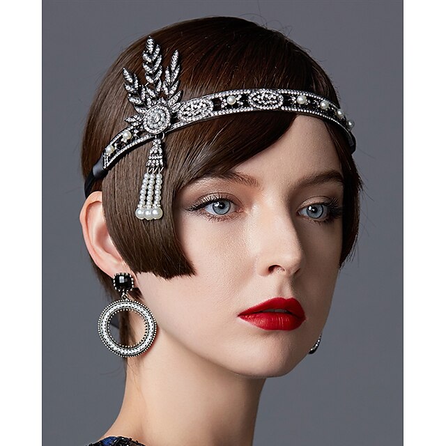  The Great Gatsby Charleston Gentlewoman Retro Vintage Roaring 20s 1920s Lace Up The Great Gatsby Headpiece Flapper Headband All Seasons Adults Women's Tassel Fringe Costume Vintage Cosplay Party