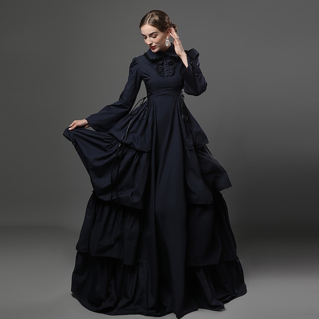  Maria Antonietta Victorian Medieval 18th Century Vacation Dress Dress Party Costume Masquerade Prom Dress Women's Cotton Costume Black / Purple / Red Vintage Cosplay Party Prom Long Sleeve Long Length