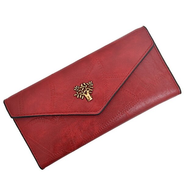  Women's Bags PU Leather Wallet Zipper Solid Color for Daily Black / Red / Blushing Pink / Brown
