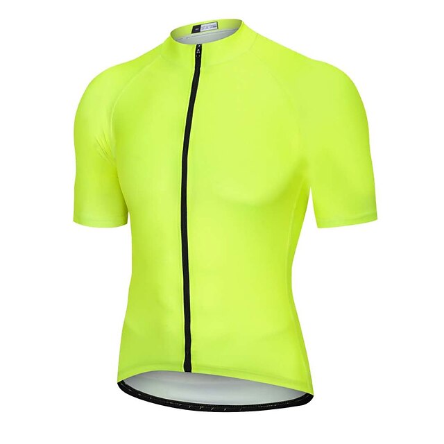  Men's Cycling Jersey Short Sleeve Bike Jersey Top with 3 Rear Pockets Breathable Quick Dry Back Pocket Mountain Bike MTB Road Bike Cycling Yellow Sports Clothing Apparel / Advanced / Expert