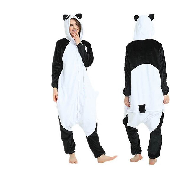  Adulto Pijamas Kigurumi Animal Oso Panda Retazos Pijamas de una pieza Forro polar Cosplay por Hombre y mujer Ropa de Noche de los Animales Dibujos animados Festival / Vacaciones Disfraces