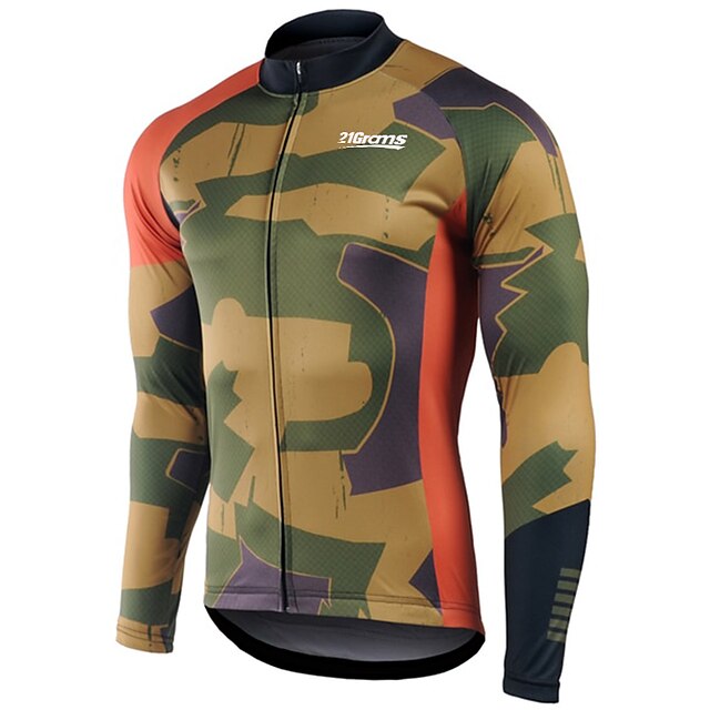  21Grams® Men's Cycling Jersey Long Sleeve - Winter Spandex Polyester Purple Blushing Pink Camouflage Solid Color Bike Mountain Bike MTB Road Bike Cycling Jersey Top UV Resistant Breathable Quick Dry