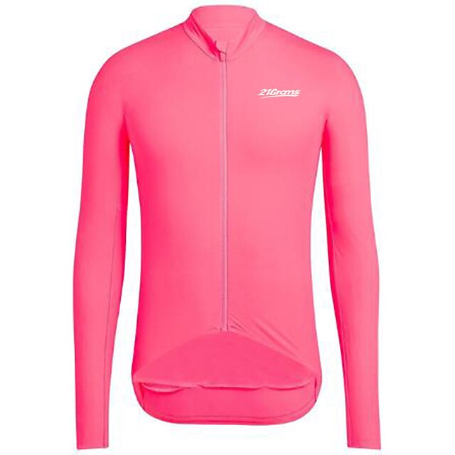  21Grams Men's Long Sleeve Cycling Jersey Winter Spandex Polyester Yellow Fuchsia Black Solid Color Bike Jersey Top Mountain Bike MTB Road Bike Cycling UV Resistant Quick Dry Breathable Sports
