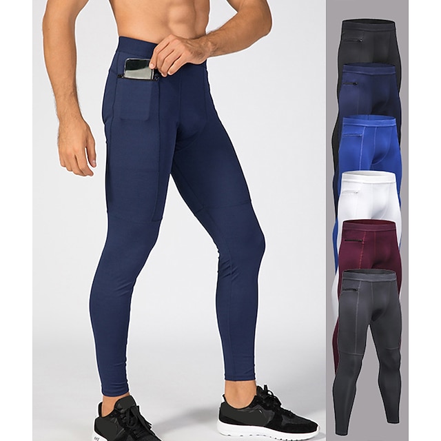  YUERLIAN Taille haute Homme Pantalon de yoga Collants Legging Bas Poches latérales Chaud Evacuation de l'humidité Aptitude Exercice Physique Fonctionnement L'hiver Eté Des sports Tenues de Sport Mince