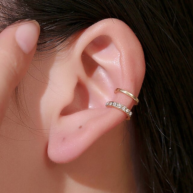  Women's Clip on Earring Ear Cuff Letter Marquise Cut Earrings Jewelry Gold / Silver For Street Daily Club