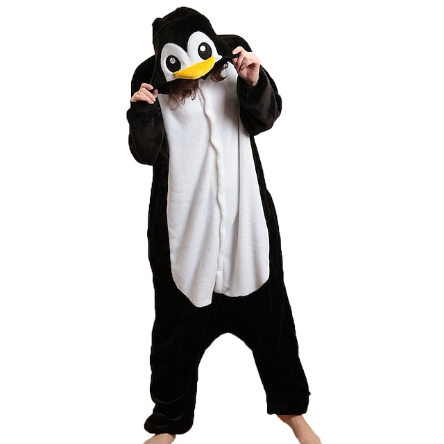  Erwachsene Kigurumi-Pyjamas mit Hausschuhen Tier Pinguin Pyjamas-Einteiler Korallenfleece Schwarz / Weiß Cosplay Für Herren und Damen Tiernachtwäsche Karikatur Fest / Feiertage Kostüme / Pantoffeln