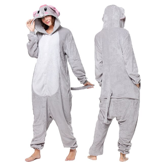  Voksne Kigurumi-pyjamas Elefant Dyr Onesie-pyjamas Sjovt kostume Flanel Fleece Cosplay Til Damer og Herrer Jul Nattøj Med Dyr Tegneserie