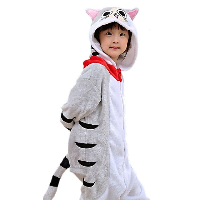  Kinder Kigurumi-Pyjamas Katze Tiger Tier Pyjamas-Einteiler Lustiges Kostüm Baumwollflanell Cosplay Für Jungen und Mädchen Halloween Tiernachtwäsche Karikatur