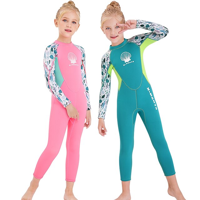  Dive&Sail Girls' 2.5mm Full Wetsuit Diving Suit SCR Neoprene High Elasticity Thermal Warm Anatomic Design Quick Dry Back Zip Long Sleeve - Patchwork Swimming Diving Surfing Scuba Autumn / Fall Spring