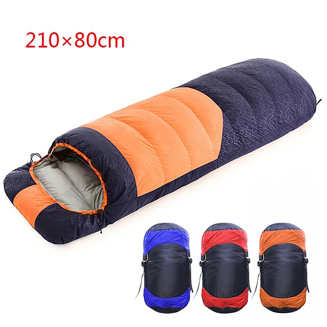  Shamocamel® Sleeping Bag Outdoor Camping Envelope / Rectangular Bag for Adults -10~5 °C Single Duck Down Waterproof Portable Warm Breathable Durable Skin Friendly 210*80 cm Spring &  Fall Winter for