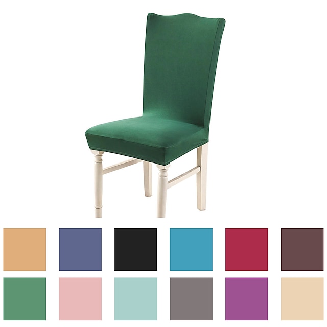  Basic solide sehr weiche Stuhlhülle Stretch abnehmbare waschbare Esszimmer Stuhl Schutz Schonbezüge Wohnkultur Esszimmer Sitzbezug