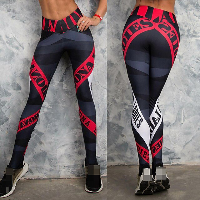  Women's 3D Print Running Tights Leggings Compression Pants Base Layer High Waist Winter Sports & Outdoor Athletic Tummy Control Butt Lift Moisture Wicking Fitness Gym Workout Jogging Sportswear