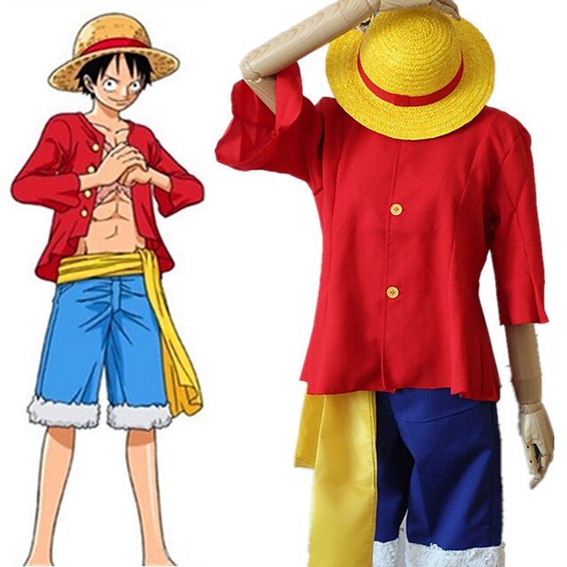  Inspirado por One Piece · Dois anos após a versão Monkey D. Luffy Anime Trajes de cosplay Japanês Dia Das Bruxas Trajes de cosplay Meia Manga Blusa Calças Cinto Para Homens