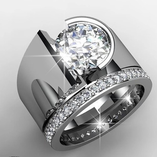  Ring Wedding Silver Platinum Plated Alloy 1pc Stylish AAA Cubic Zirconia / Women's / Men's / Men's