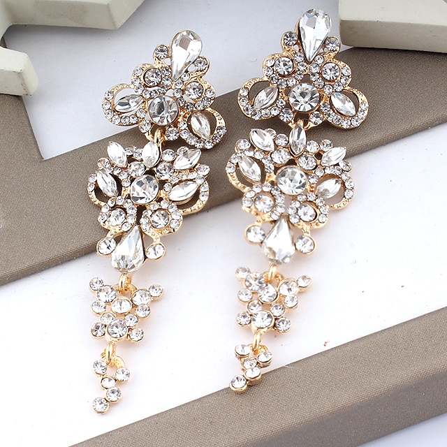  Women's Drop Earrings Dangle Earrings Drop Pear Cut Elegant Fashion Earrings Jewelry Silver / Gold For 1 Pair Party Wedding Anniversary Prom