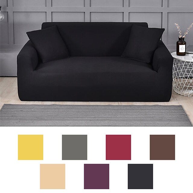  funda de sofá protector de muebles color sólido funda elástica suave apta para sillón / sofá de dos plazas / tres plazas / cuatro plazas / sofá en forma de l fácil de instalar