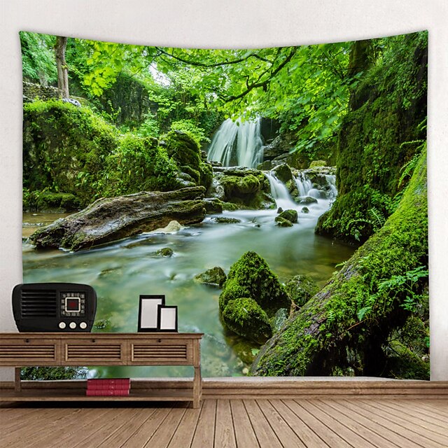  Large Wall Tapestry Art Decor Blanket Curtain Picnic Tablecloth Hanging Home Bedroom Living Room Dorm Decoration Nature Landscape Forest Tree River Waterfull