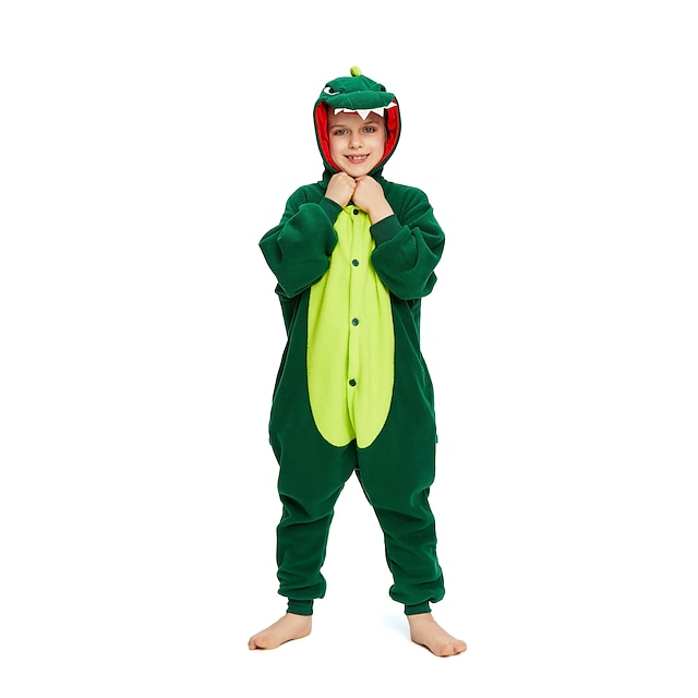  Kinder Kigurumi-Pyjamas Dinosaurier Einfarbig Pyjamas-Einteiler Polar-Fleece Cosplay Für Jungen und Mädchen Weihnachten Tiernachtwäsche Karikatur