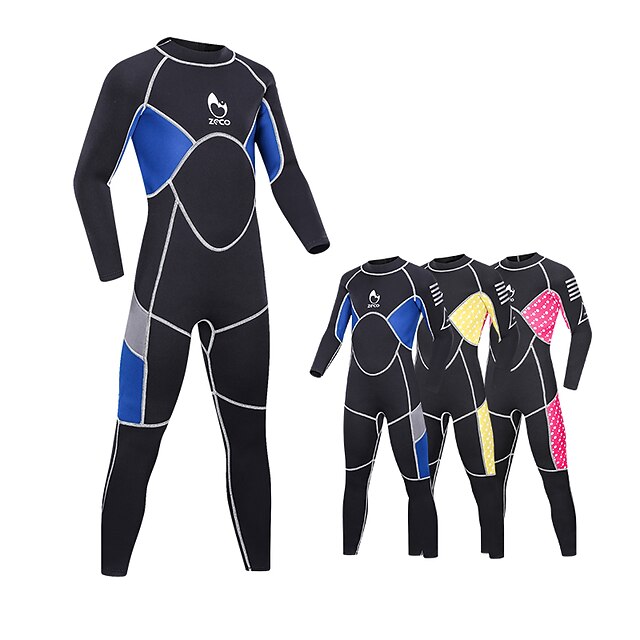  ZCCO Boys' Girls' 3mm Full Wetsuit Diving Suit SCR Neoprene Stretchy Thermal Warm Quick Dry Back Zip Long Sleeve - Patchwork Swimming Diving Surfing Scuba Autumn / Fall Spring Summer / Kids
