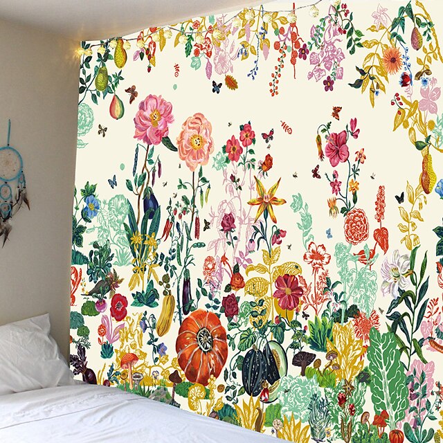  tapisserie murale art décor couverture rideau pique-nique nappe suspendu maison chambre salon dortoir décoration coloré floral plantes fleur fleur