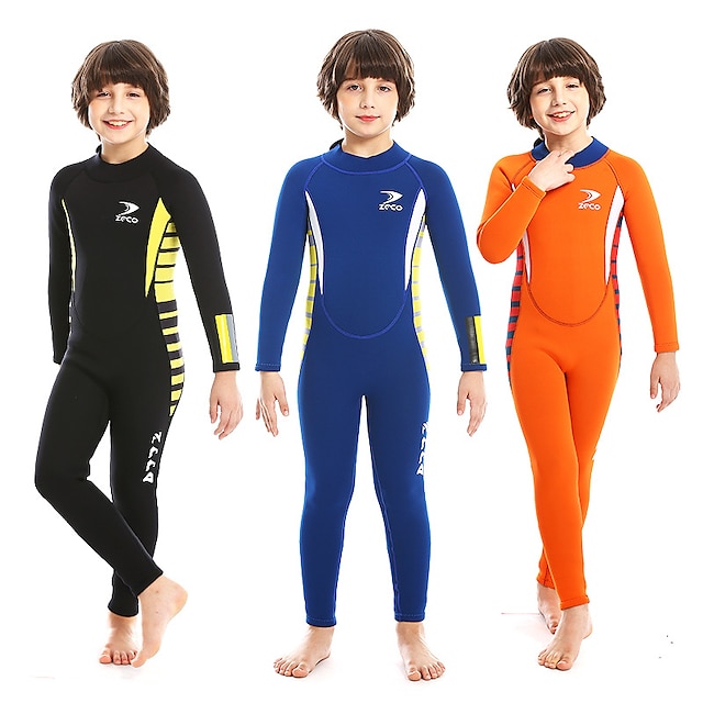  ZCCO Boys' 2.5mm Full Wetsuit Diving Suit SCR Neoprene Stretchy Thermal Warm Quick Dry Back Zip Long Sleeve - Patchwork Swimming Diving Surfing Scuba Autumn / Fall Spring Summer / Kids