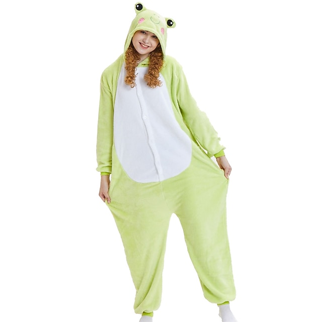  Erwachsene Kigurumi-Pyjamas Frosch Tier Patchwork Pyjamas-Einteiler Pyjamas Lustiges Kostüm Korallenfleece Cosplay Für Herren Damen Jungen Weihnachten Tiernachtwäsche Karikatur