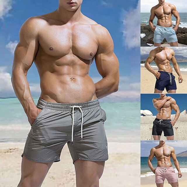  Men's Swim Shorts Swim Trunks Bottoms Breathable Quick Dry Micro-elastic Drawstring - Swimming Beach Water Sports Solid Colored Summer