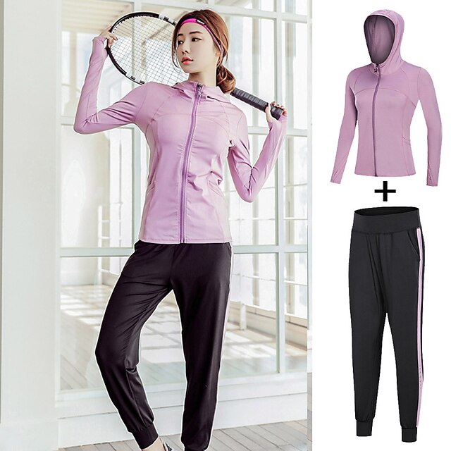  Women's 2 Piece Full Zip Tracksuit Jogging Suit Activewear Set Athletic Athleisure Long Sleeve Winter Front Zipper Elastane Quick Dry Breathable Soft Fitness Gym Workout Running Jogging Sportswear