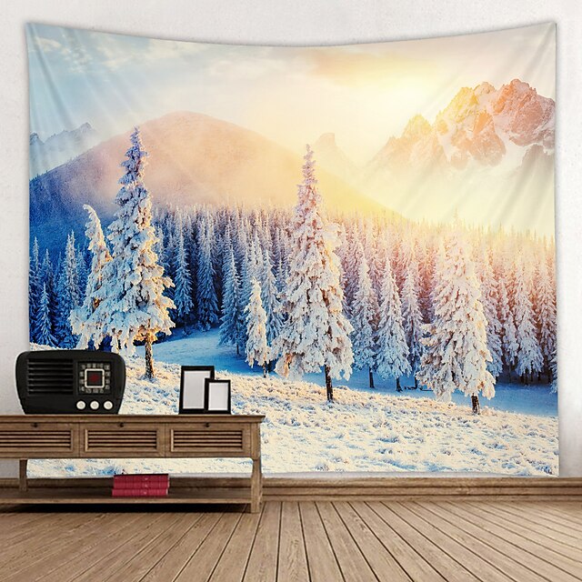  a montanha de neve sobe para o runrise tapeçaria impressa digital decoração arte de parede toalhas de mesa colcha cobertor de piquenique praia tapeçarias colorido quarto hall dormitório sala de estar