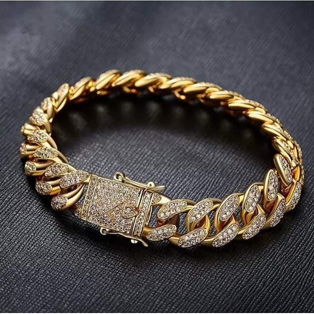  Per uomo Bianco Bracciale Collegamento cubano Trama Di moda Lega Gioielli braccialetto Argento / Oro Per Da sera