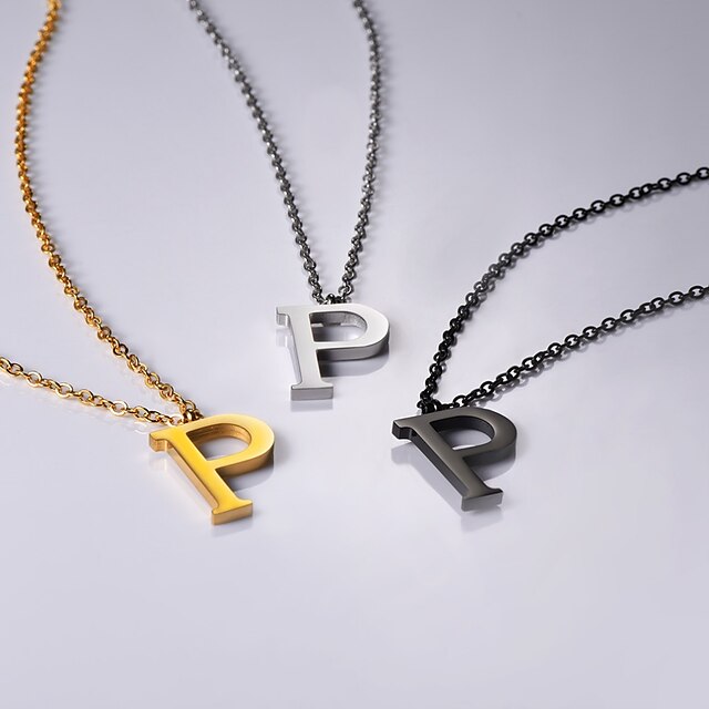  Pendant Necklace Necklace Letter Simple Fashion Titanium Steel Black Gold Silver 50+5 cm Necklace Jewelry 1pc For Party Evening Masquerade Prom Birthday Party Festival / Charm Necklace
