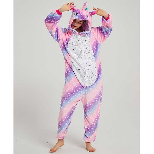  Adults' Kigurumi Pajamas Nightwear Camouflage Unicorn Flying Horse Printing Onesie Pajamas Flannel Fabric Cosplay For Men and Women Christmas Animal Sleepwear Cartoon