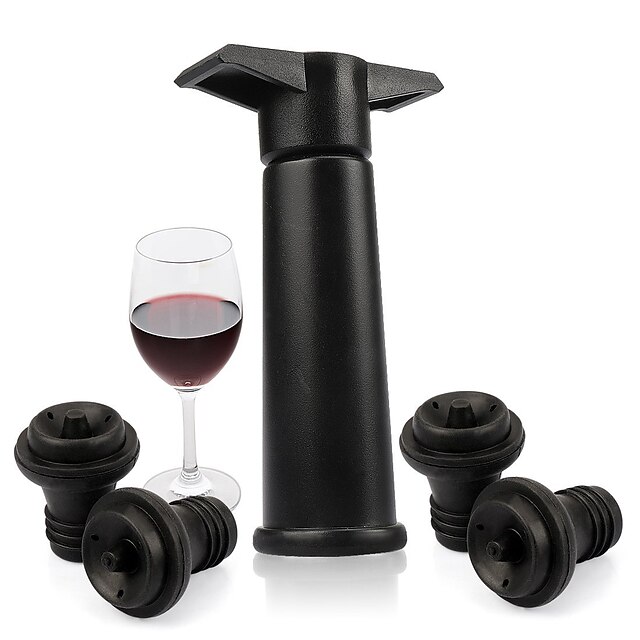  Weinsparer Vakuumflaschenverschlüsse 1 Pumpe mit 4 Stück verschlossenen Flaschenverschlüssen