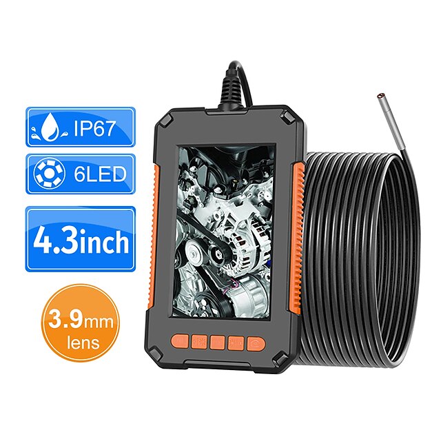  3.9mm Industrial Endoscope Camera 1080P HD 4.3 IPS Screen Pipe Drain Sewer Duct Inspection Camera IP67 Snake Camera 2M
