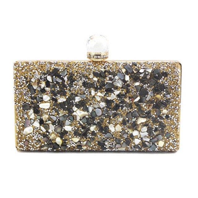  Women's Bags Evening Bag Crystals Party Wedding Event / Party Evening Bag Wedding Bags Handbags Black Gold Silver