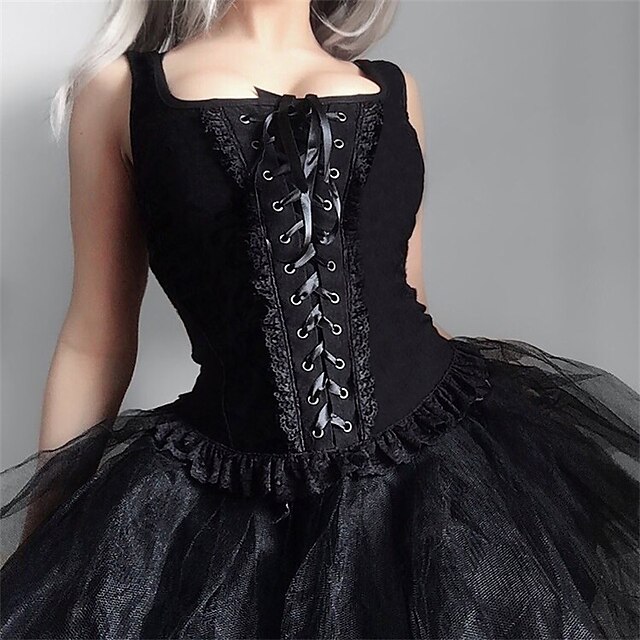  Goth Girl Lisa Gothic Steampunk Goth Subculture Overbust Corset Women's Costume Black Vintage Cosplay Party / Vest / Vest