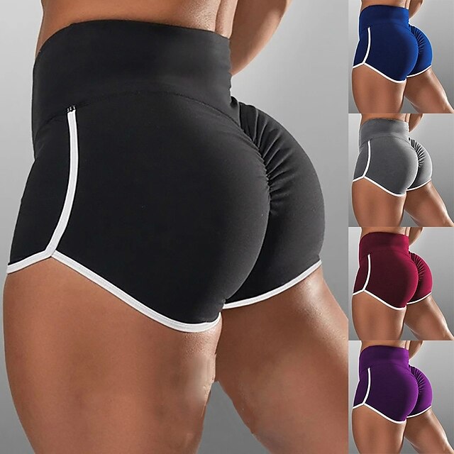  Women's Yoga Shorts Scrunch Butt Ruched Butt Lifting Shorts Tummy Control Butt Lift Breathable Camo / Camouflage Black Purple Burgundy Cotton Yoga Fitness Gym Workout Sports Activewear Stretchy