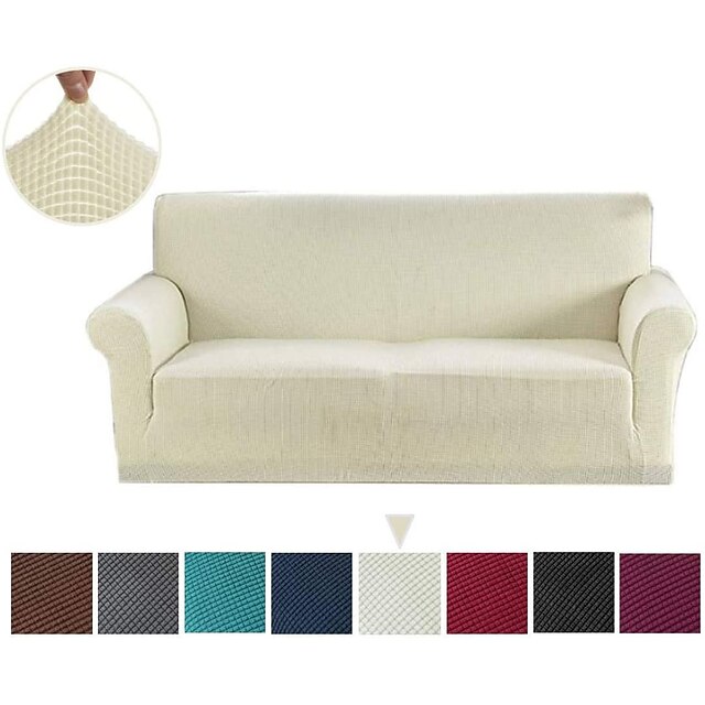  housse de canapé protecteur de meubles couleur unie housse extensible douce adaptée pour fauteuil / causeuse / trois places / quatre places / canapé en forme de l facile à installer