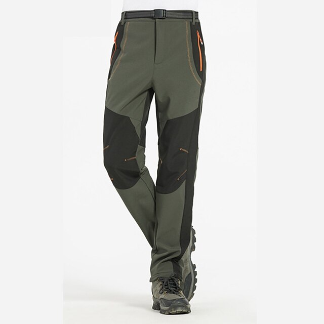  Men's Hiking Pants Trousers Softshell Pants Patchwork Winter Outdoor Waterproof Windproof Warm Breathable Pants / Trousers Bottoms Army Green Grey Hunting Fishing Camping / Hiking / Caving S M L XL