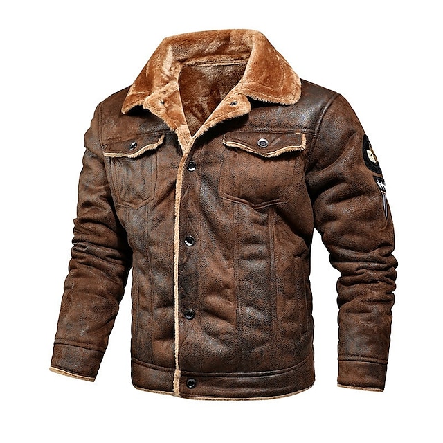  Men's Casual Sherpa Leather Jacket with Thermal Warmth