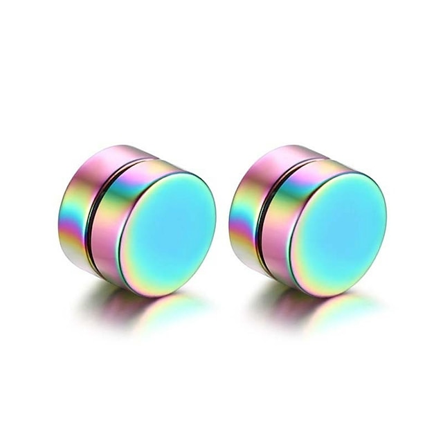  Men's Stud Earrings Magnetic flat back Earrings Jewelry Silver / Gold / Royal Blue For Gift Daily 2pcs