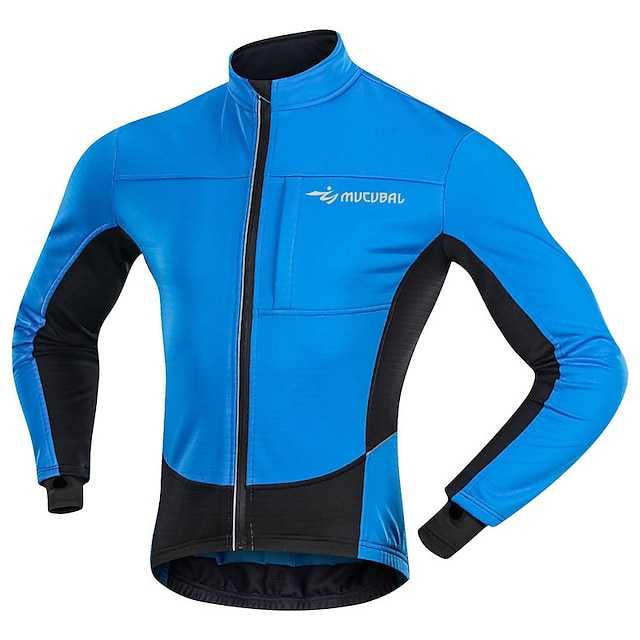  Men's Cycling Jersey Winter Fleece Polyester Bike Jacket Top Windproof Warm Quick Dry Sports Patchwork Red / Blue Clothing Apparel Tailored Fit Bike Wear / Long Sleeve / Athleisure / Breathable