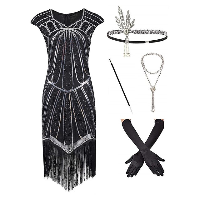  Roaring 20s 1920s Cocktail Dress Vintage Dress Flapper Dress Dress Outfits Masquerade Prom Dress The Great Gatsby Women's Tassel Fringe Carnival Party Prom Dress