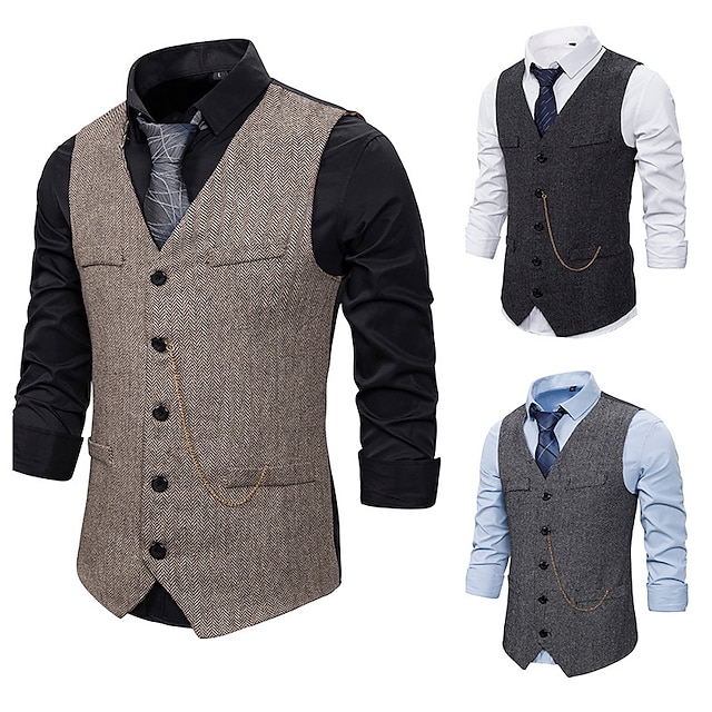  Classical Retro Vintage 1920s Vest Waistcoat The Great Gatsby Groomsmen Men's Carnival Wedding Party Wedding Guest Vest