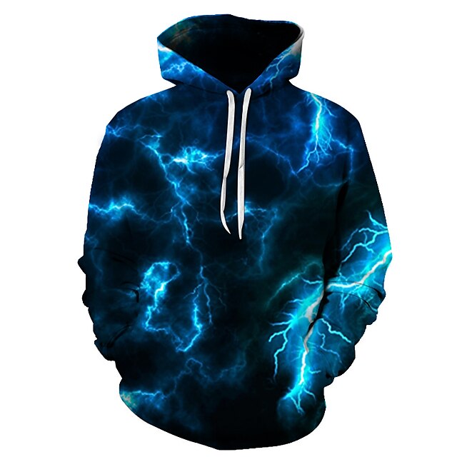  Men's Navy Blue 3D Graphic Hoodie Sweatshirt