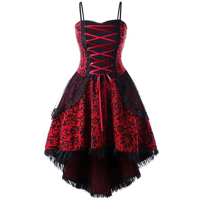  Gothic Goth Subculture Cocktail Dress Vintage Dress Party Costume Masquerade Prom Dress Asymmetrical Goth Girl Lisa Plus Size Women's Asymmetric Hem Halloween Party Prom Bar Adults' Dress Summer
