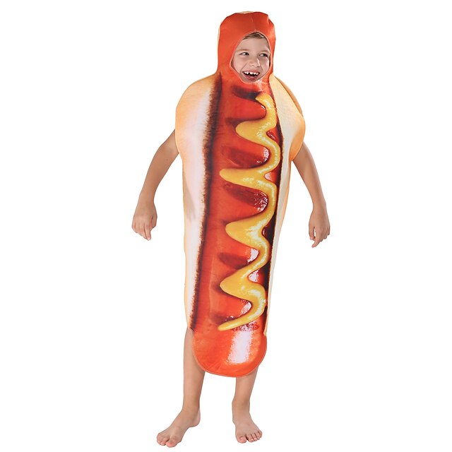  Hot-dog Costume de Cosplay Costume de fête Garçon Enfant Cosplay Halloween Halloween Fête / Célébration Polyester Rouge Facile Déguisement Carnaval / Collant / Combinaison / Collant / Combinaison