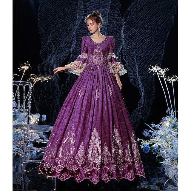  Princess Shakespeare Maria Antonietta Gothic Rococo Vintage Inspired Medieval Cocktail Dress Dress Party Costume Masquerade Prom Dress Women's Costume As Picture Vintage Cosplay 3/4-Length Sleeve